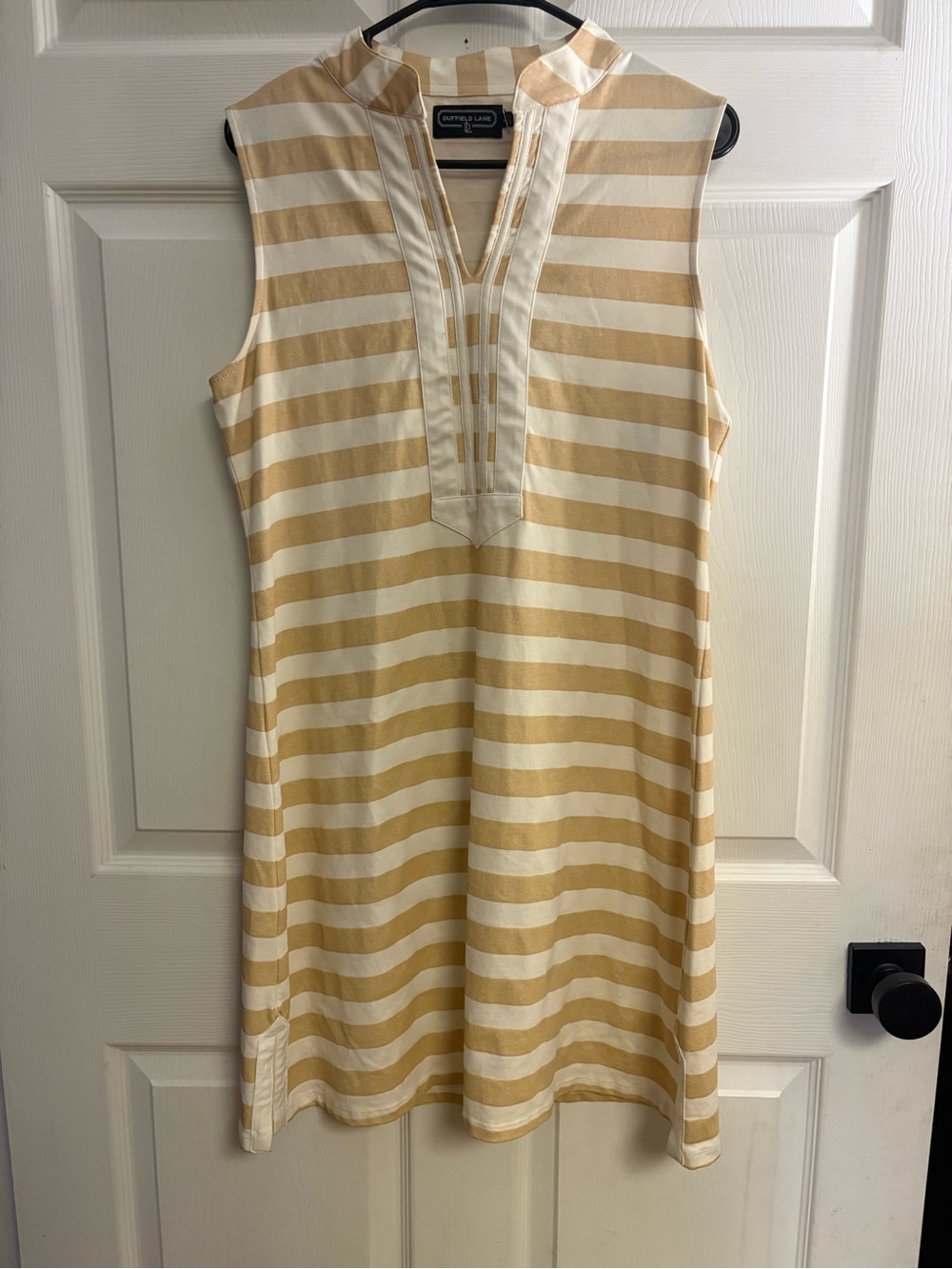 Duffield Lane the Mackinac Dress Striped gold large stretchy